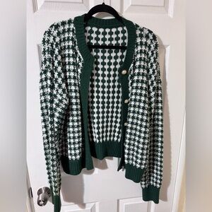Green and White Sweater
